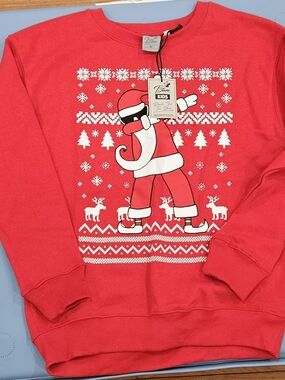 Kids Red Dabbing Santa Holiday Sweater- Size Medium